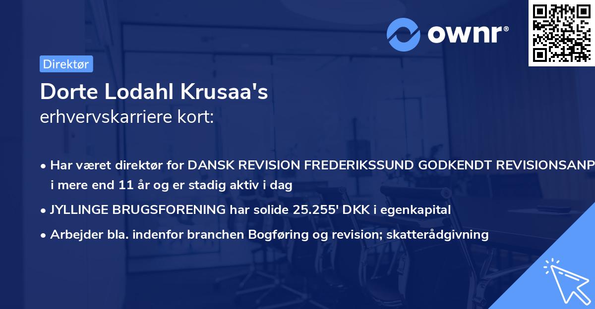 Dorte Lodahl Krusaa's erhvervskarriere kort