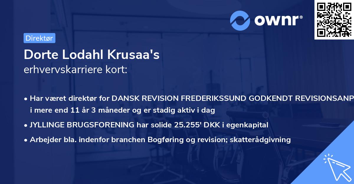 Dorte Lodahl Krusaa's erhvervskarriere kort