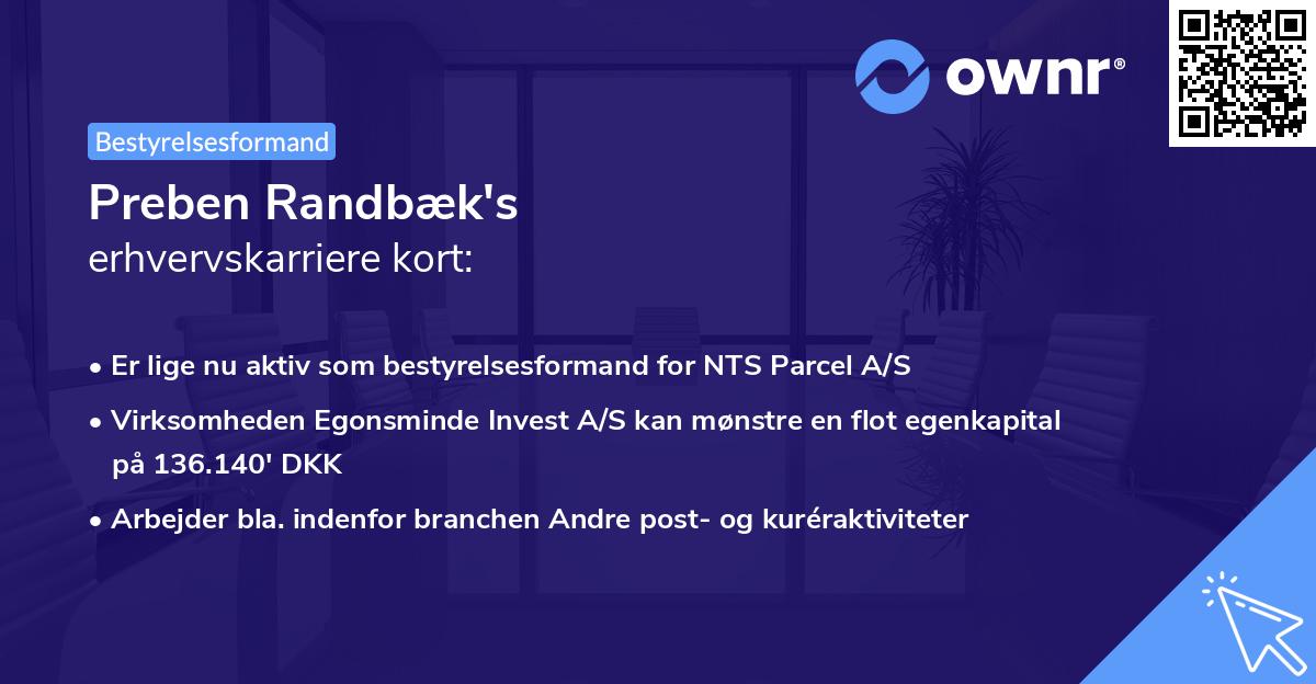 Preben Randbæk's erhvervskarriere kort
