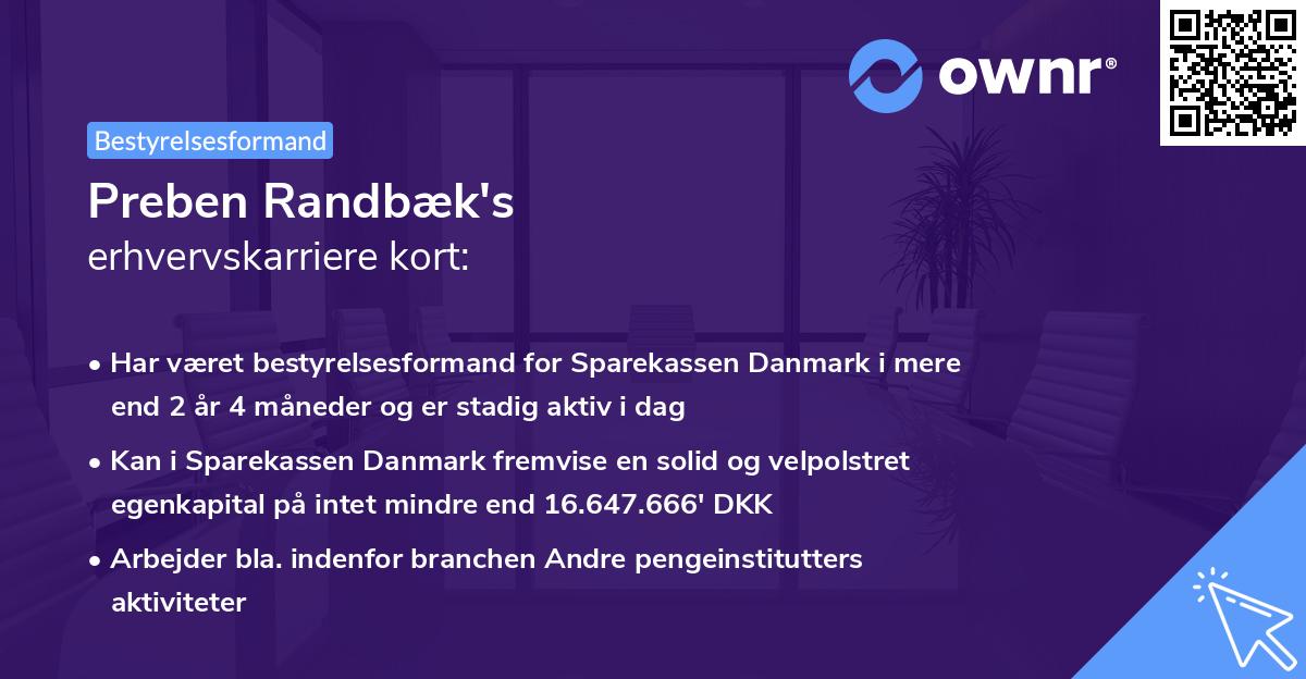 Preben Randbæk's erhvervskarriere kort