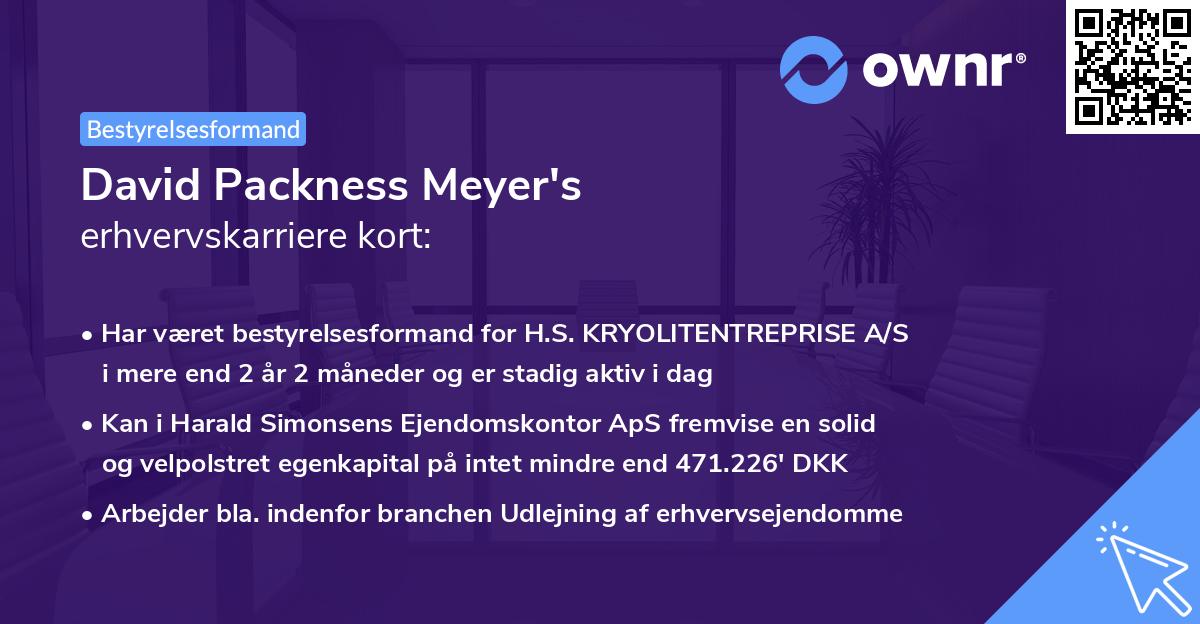David Packness Meyer's erhvervskarriere kort