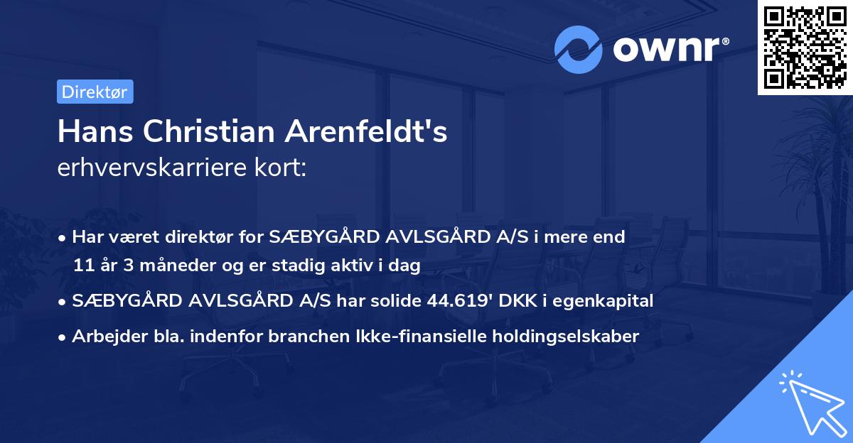Hans Christian Arenfeldt's erhvervskarriere kort