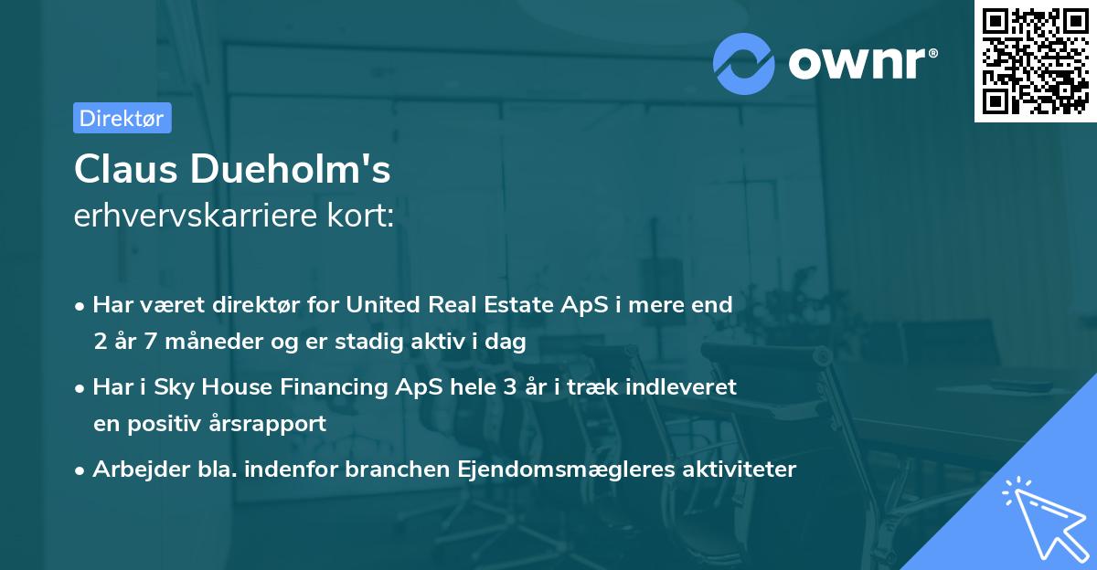 Claus Dueholm's erhvervskarriere kort