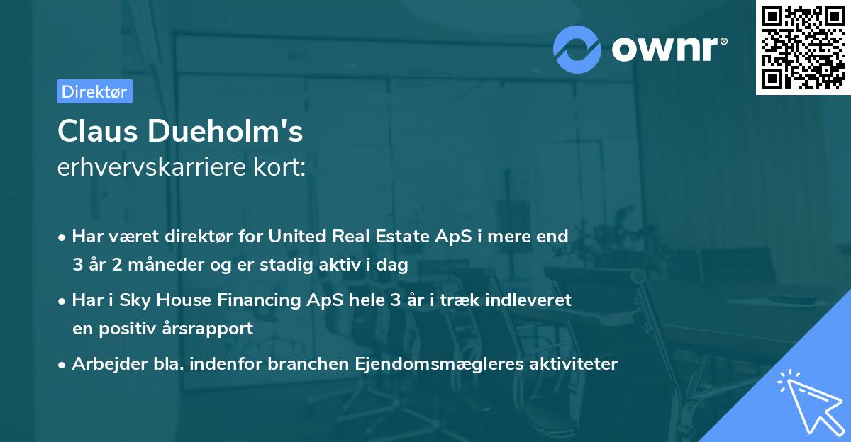 Claus Dueholm's erhvervskarriere kort