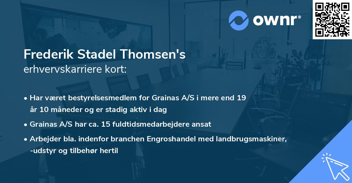 Frederik Stadel Thomsen's erhvervskarriere kort