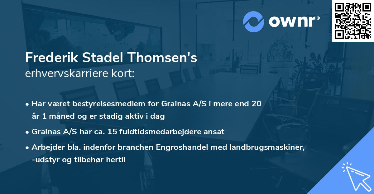 Frederik Stadel Thomsen's erhvervskarriere kort