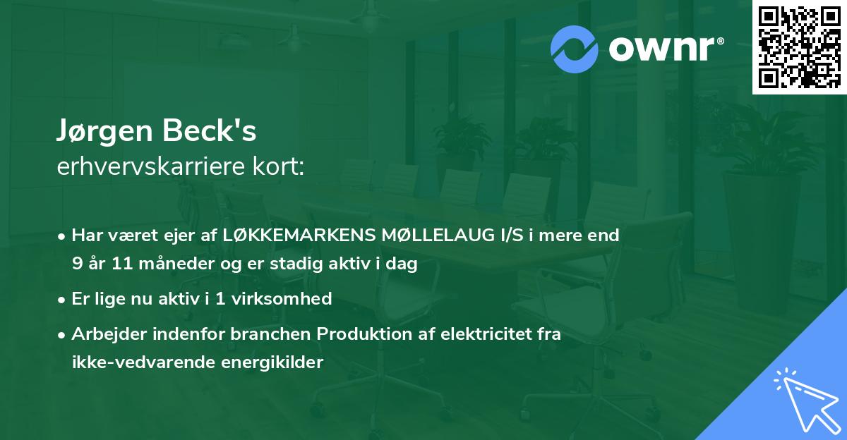 Jørgen Beck's erhvervskarriere kort