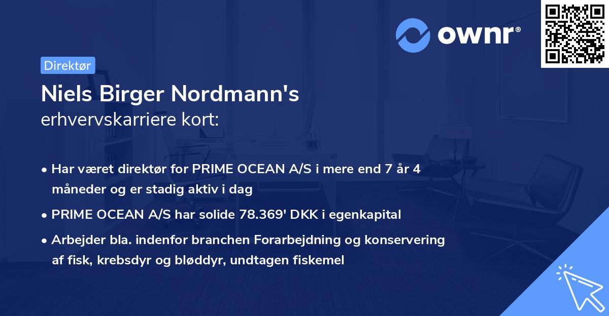 Niels Birger Nordmann's erhvervskarriere kort