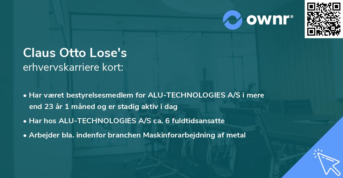 Claus Otto Lose's erhvervskarriere kort