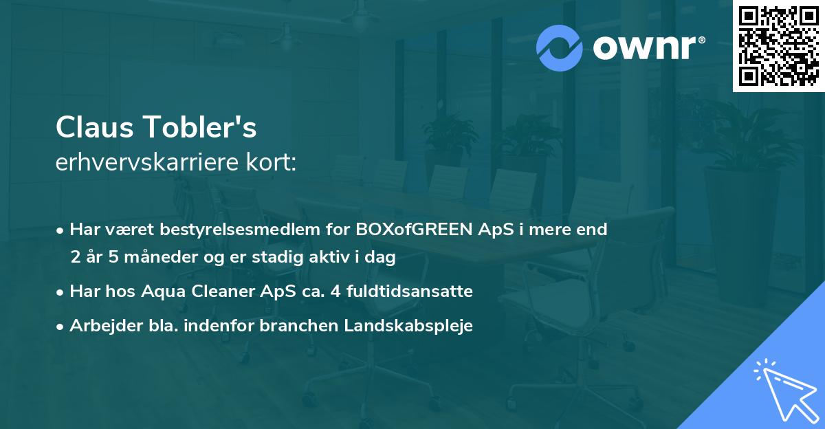 Claus Tobler's erhvervskarriere kort