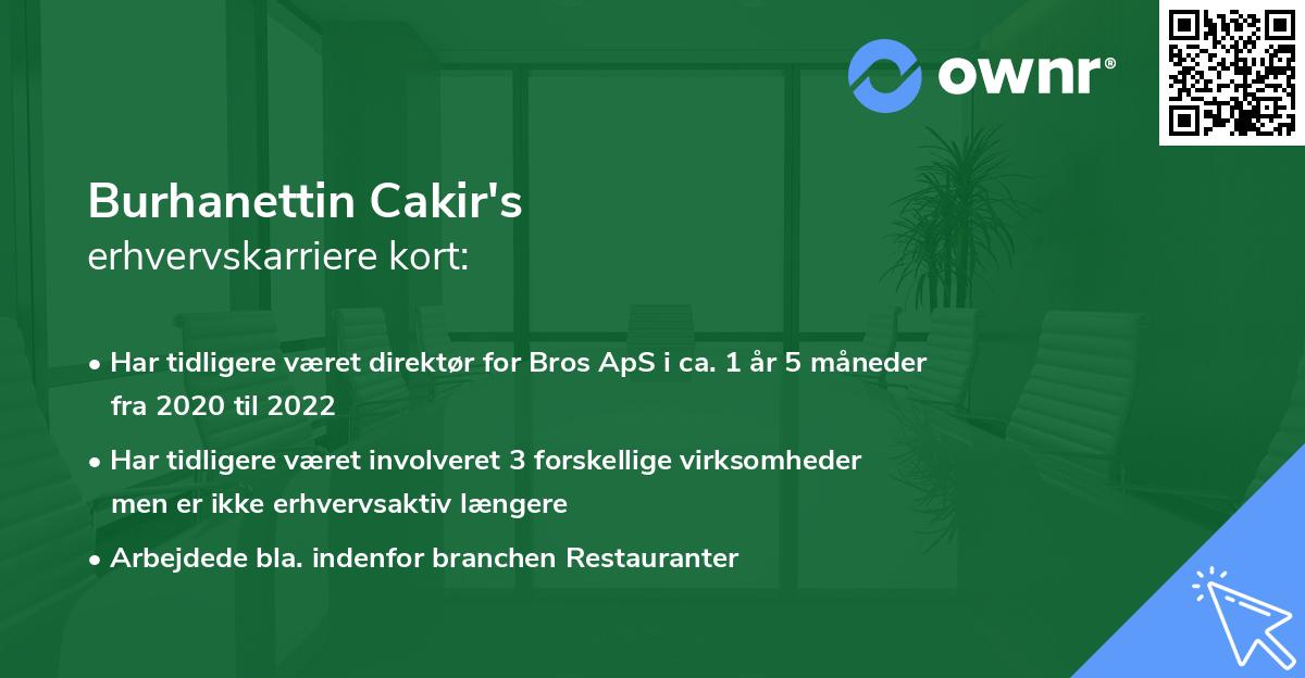 Burhanettin Cakir's erhvervskarriere kort