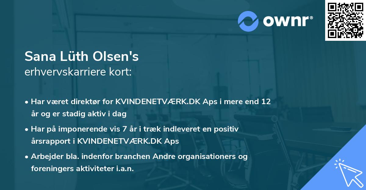 Sana Lüth Olsen's erhvervskarriere kort