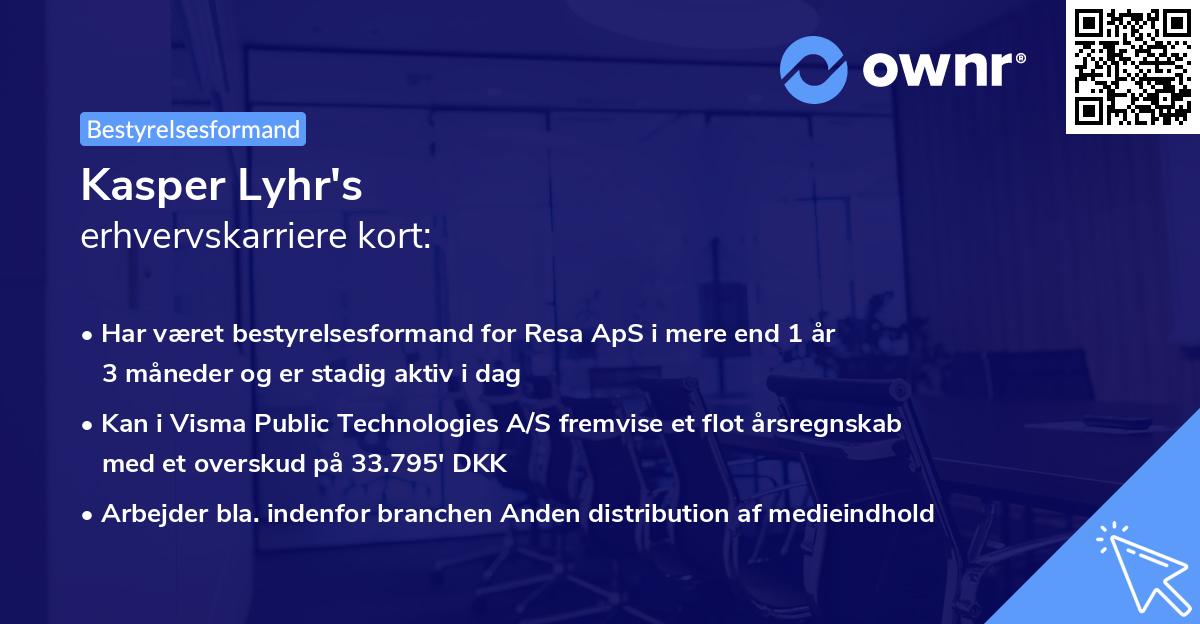 Kasper Lyhr's erhvervskarriere kort