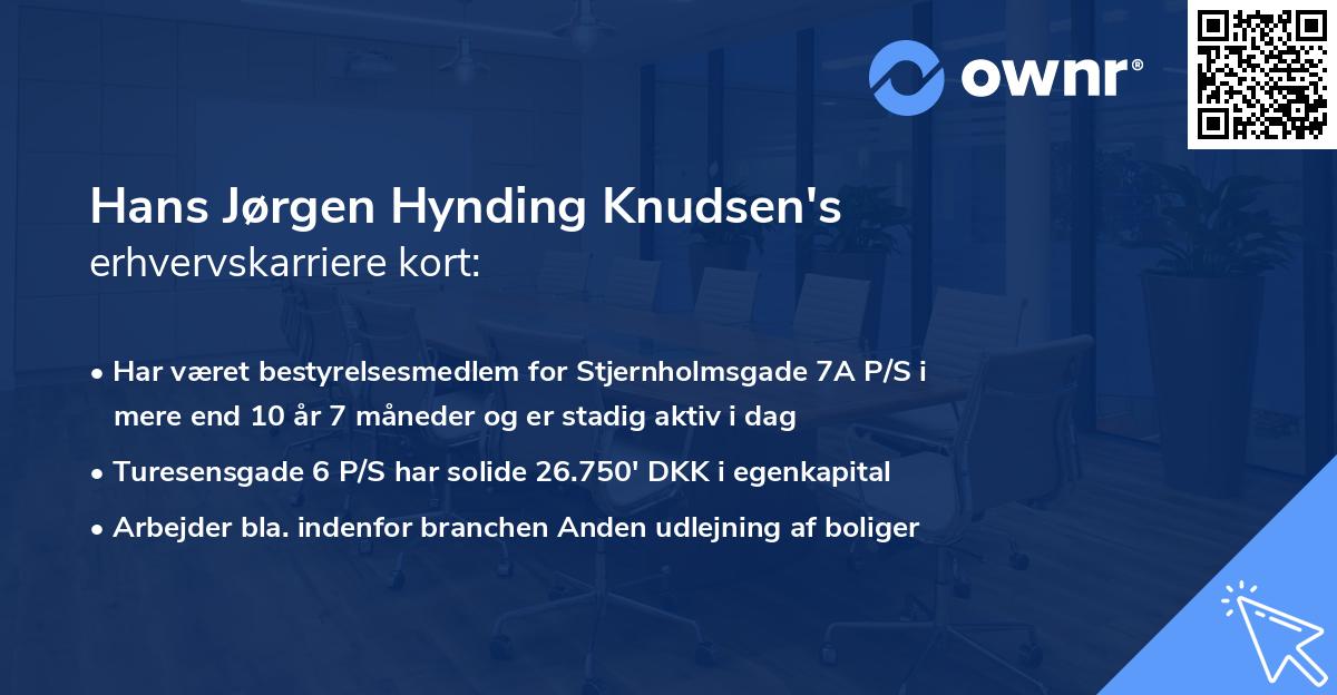 Hans Jørgen Hynding Knudsen's erhvervskarriere kort