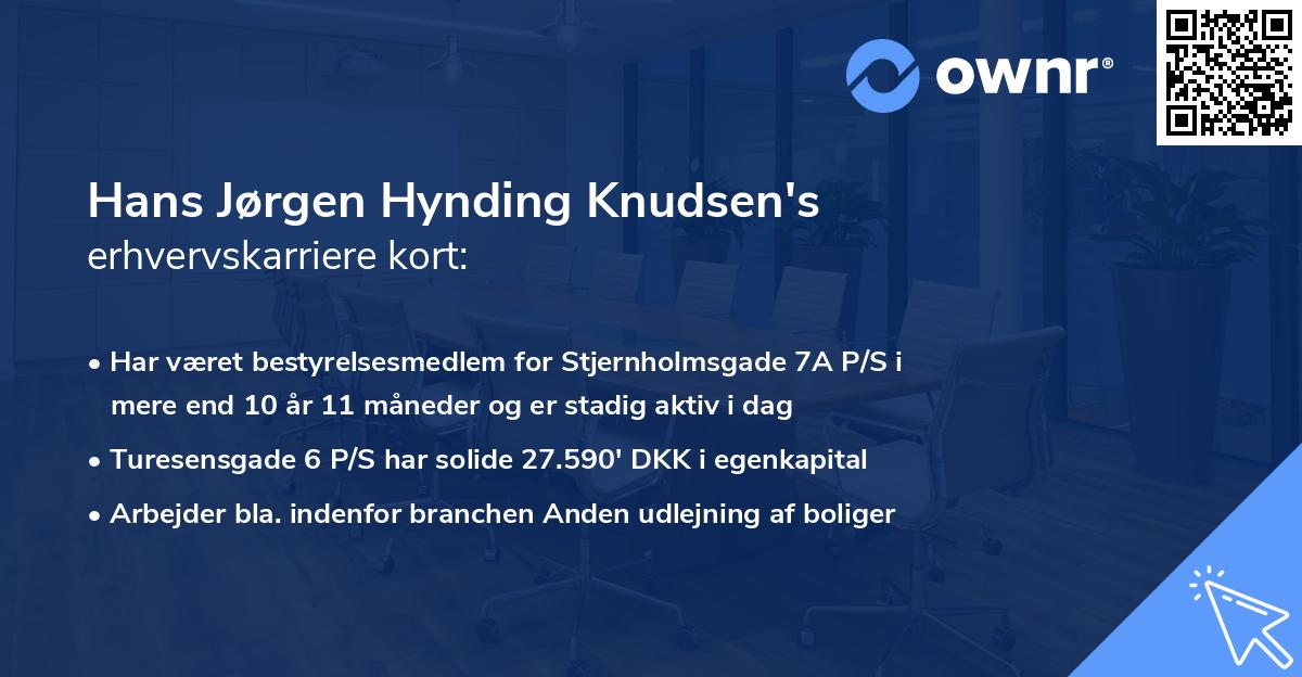 Hans Jørgen Hynding Knudsen's erhvervskarriere kort