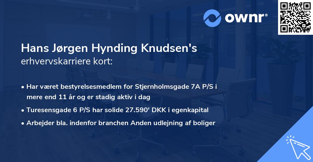 Hans Jørgen Hynding Knudsen's erhvervskarriere kort