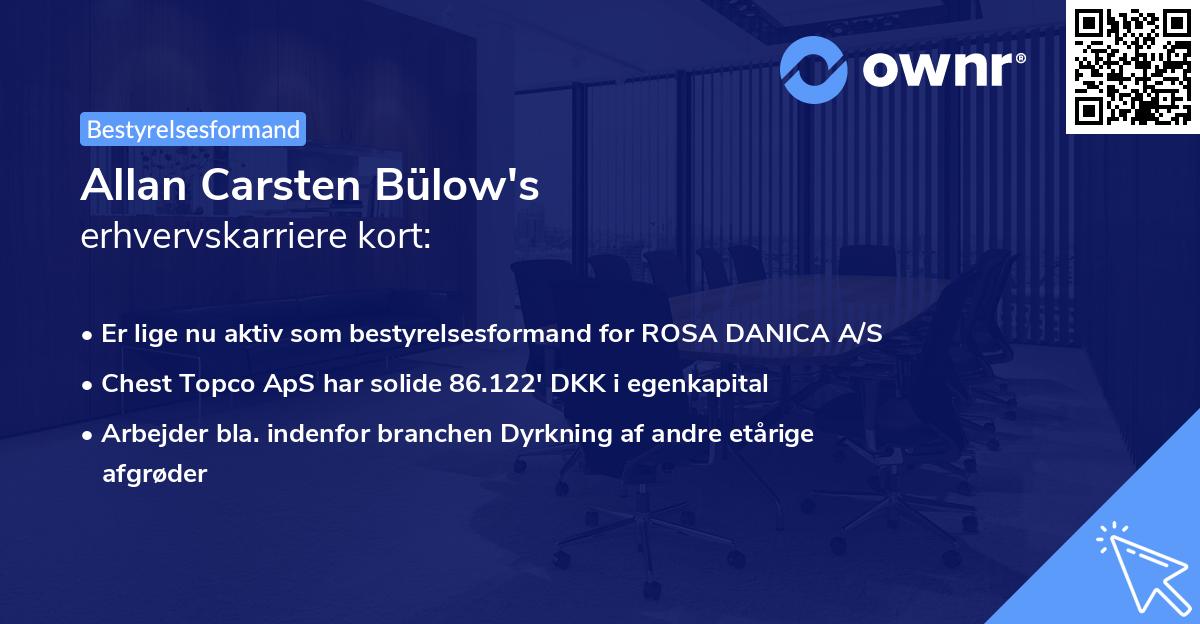Allan Carsten Bülow's erhvervskarriere kort