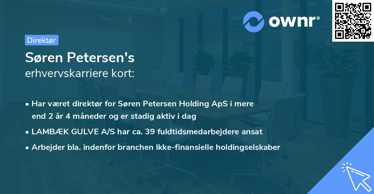 Søren Petersen's erhvervskarriere kort