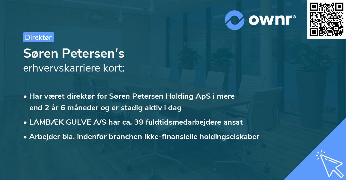 Søren Petersen's erhvervskarriere kort