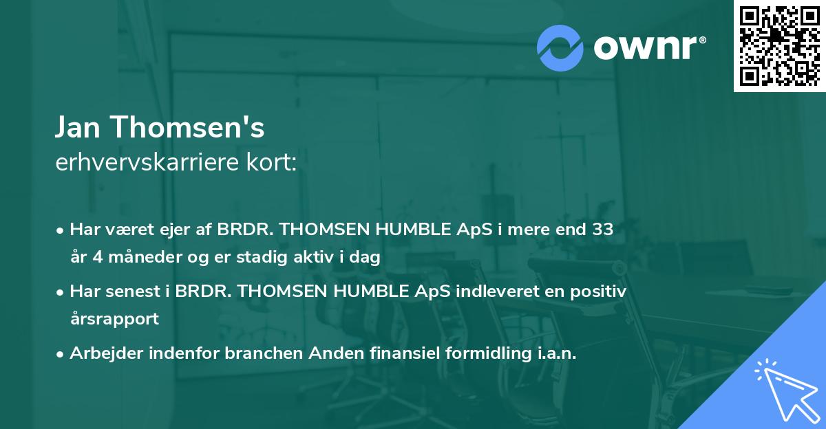 Jan Thomsen's erhvervskarriere kort