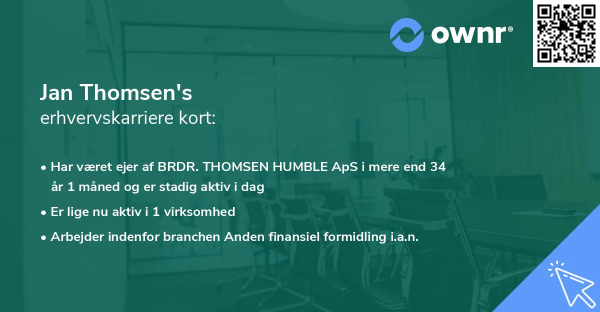 Jan Thomsen's erhvervskarriere kort
