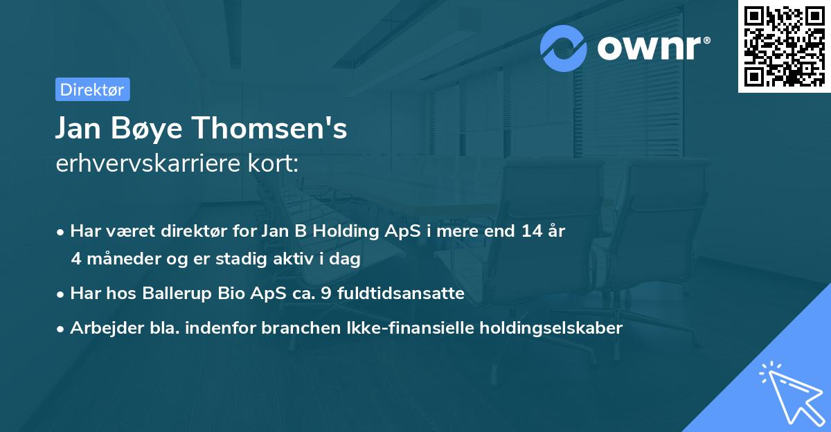 Jan Bøye Thomsen's erhvervskarriere kort