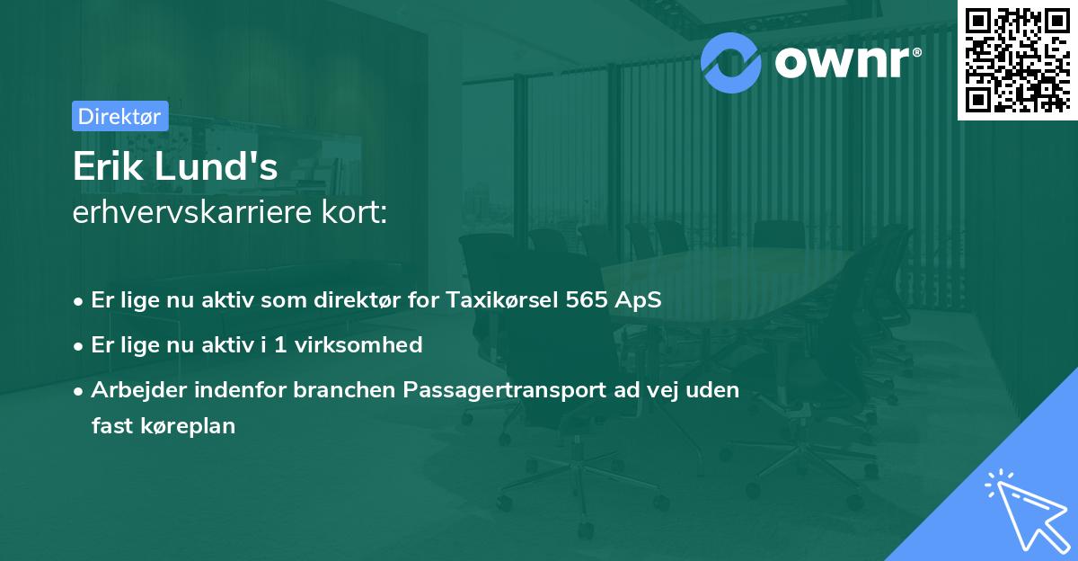 Erik Lund's erhvervskarriere kort