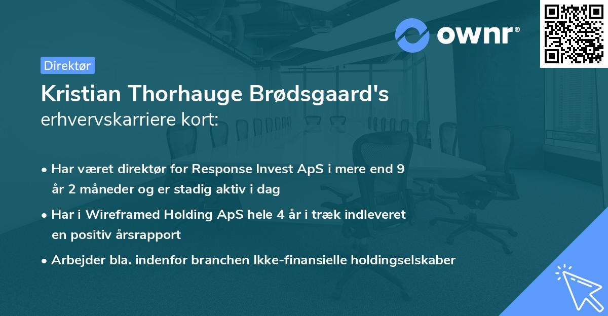 Kristian Thorhauge Brødsgaard's erhvervskarriere kort