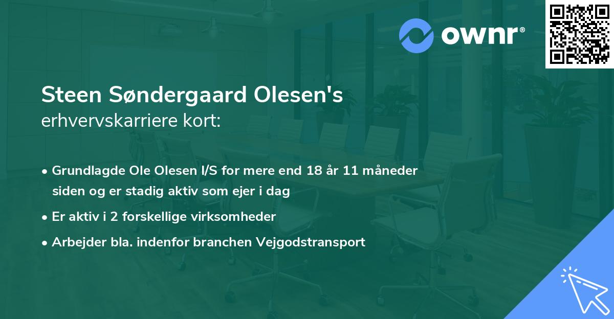 Steen Søndergaard Olesen's erhvervskarriere kort