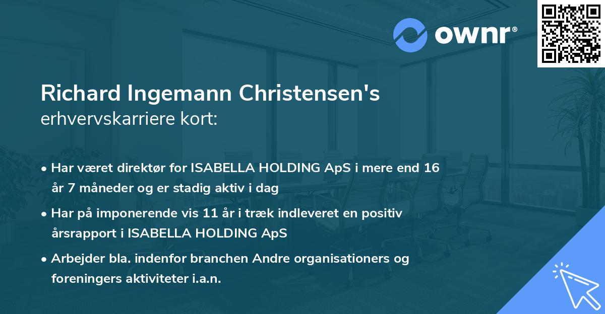 Richard Ingemann Christensen's erhvervskarriere kort