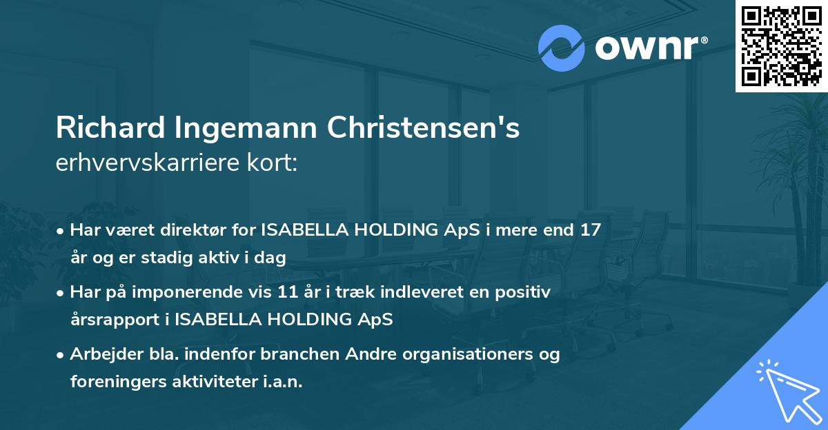 Richard Ingemann Christensen's erhvervskarriere kort