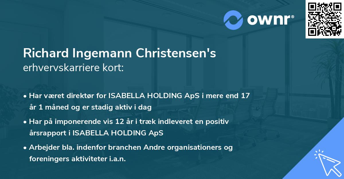 Richard Ingemann Christensen's erhvervskarriere kort