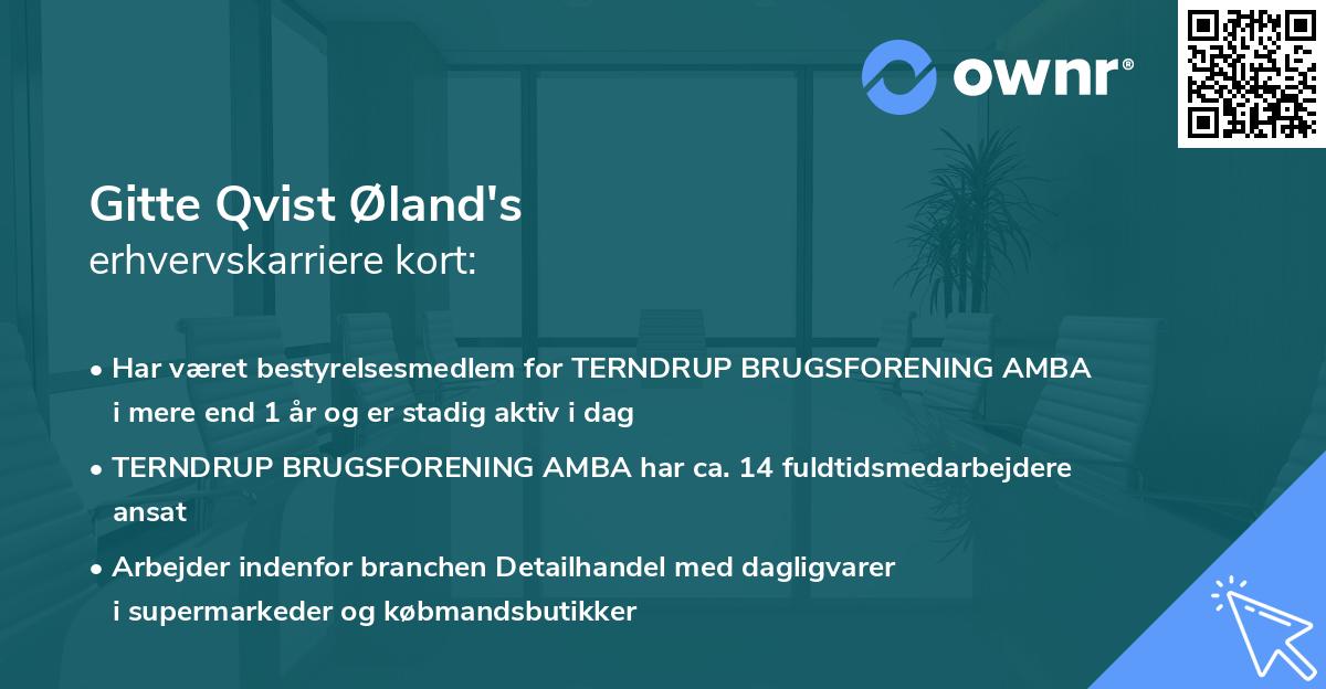 Gitte Qvist Øland's erhvervskarriere kort