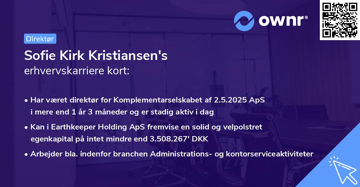 Sofie Kirk Kristiansen's erhvervskarriere kort