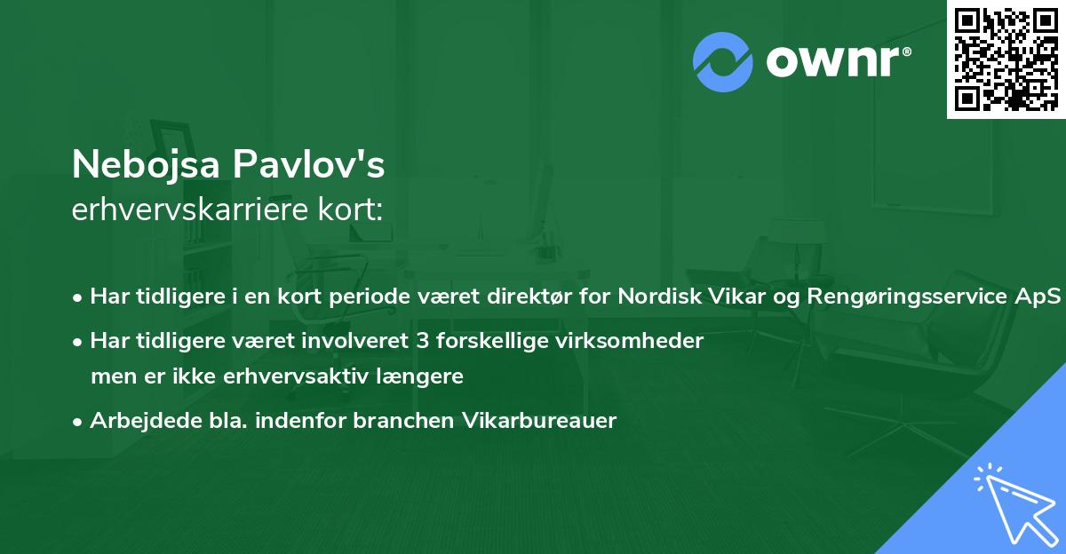 Nebojsa Pavlov's erhvervskarriere kort