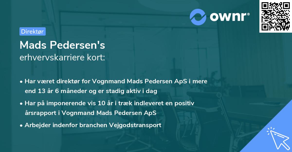 Mads Pedersen's erhvervskarriere kort
