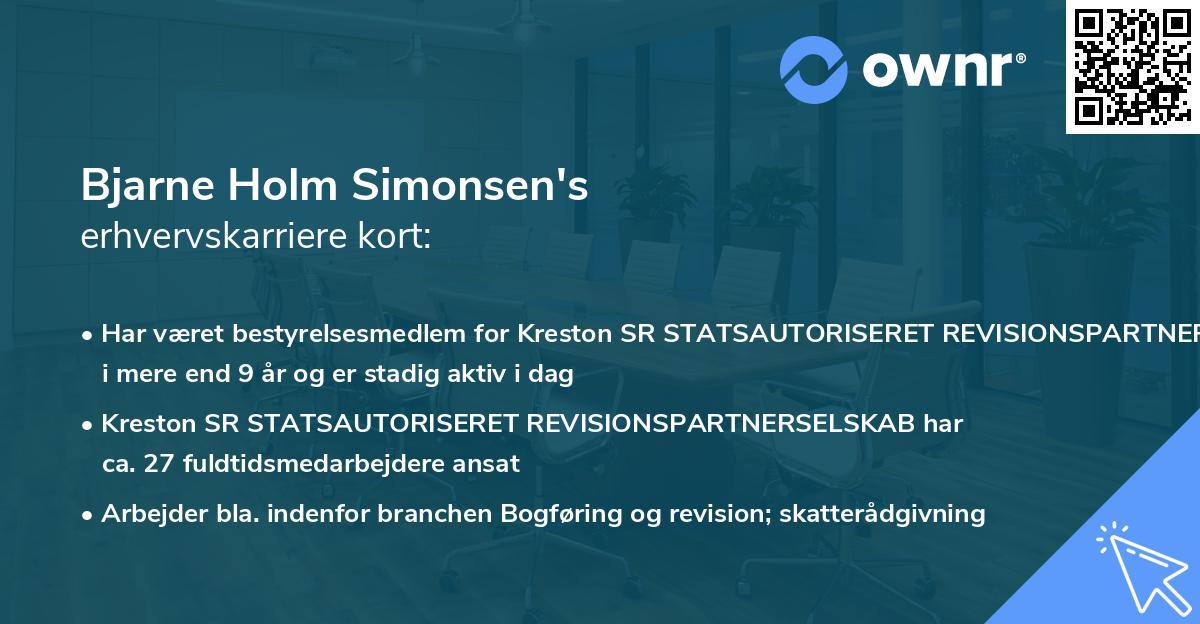 Bjarne Holm Simonsen's erhvervskarriere kort