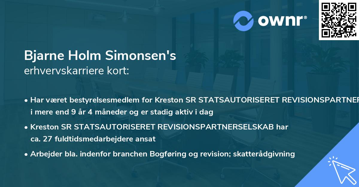 Bjarne Holm Simonsen's erhvervskarriere kort
