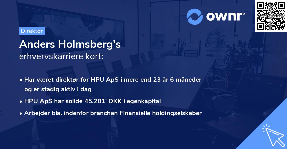 Anders Holmsberg's erhvervskarriere kort