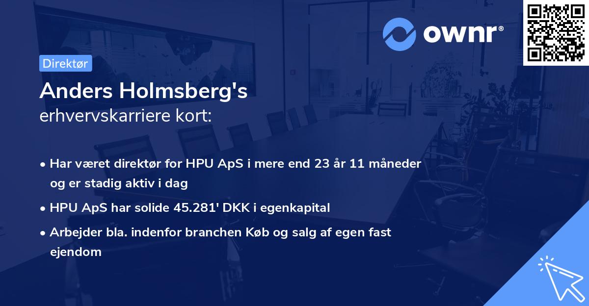 Anders Holmsberg's erhvervskarriere kort