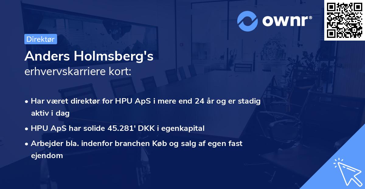 Anders Holmsberg's erhvervskarriere kort