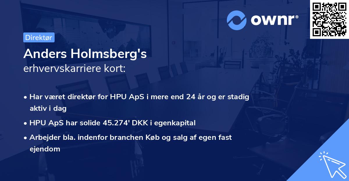 Anders Holmsberg's erhvervskarriere kort