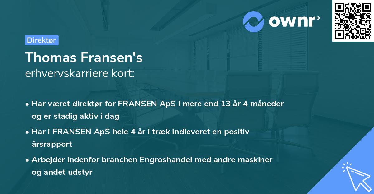 Thomas Fransen's erhvervskarriere kort