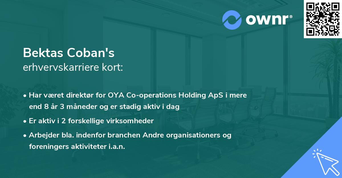 Bektas Coban's erhvervskarriere kort