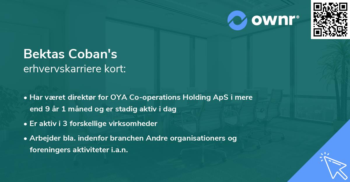 Bektas Coban's erhvervskarriere kort