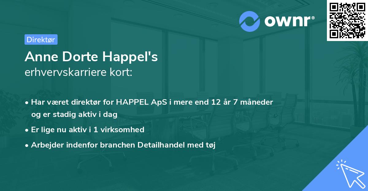 Anne Dorte Happel's erhvervskarriere kort