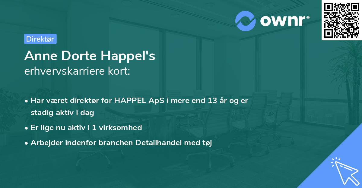 Anne Dorte Happel's erhvervskarriere kort