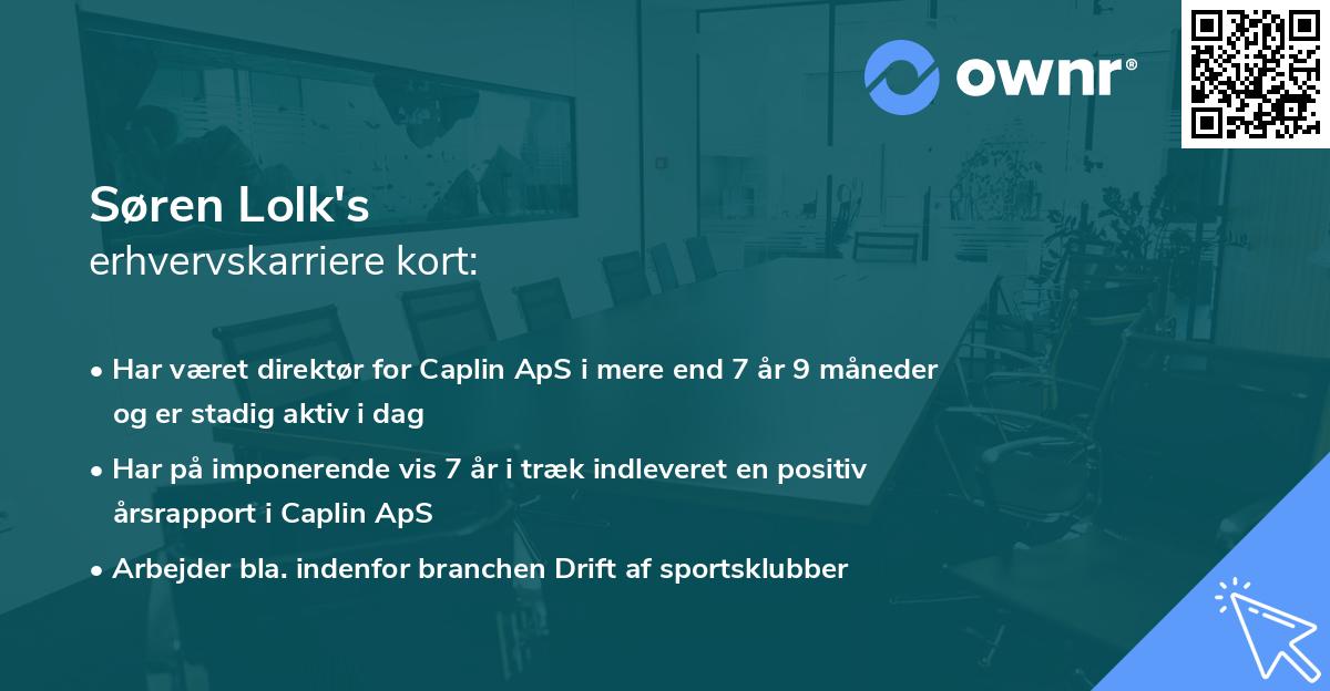 Søren Lolk's erhvervskarriere kort