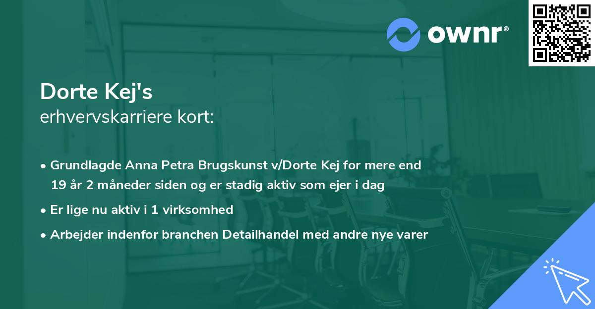 Dorte Kej's erhvervskarriere kort