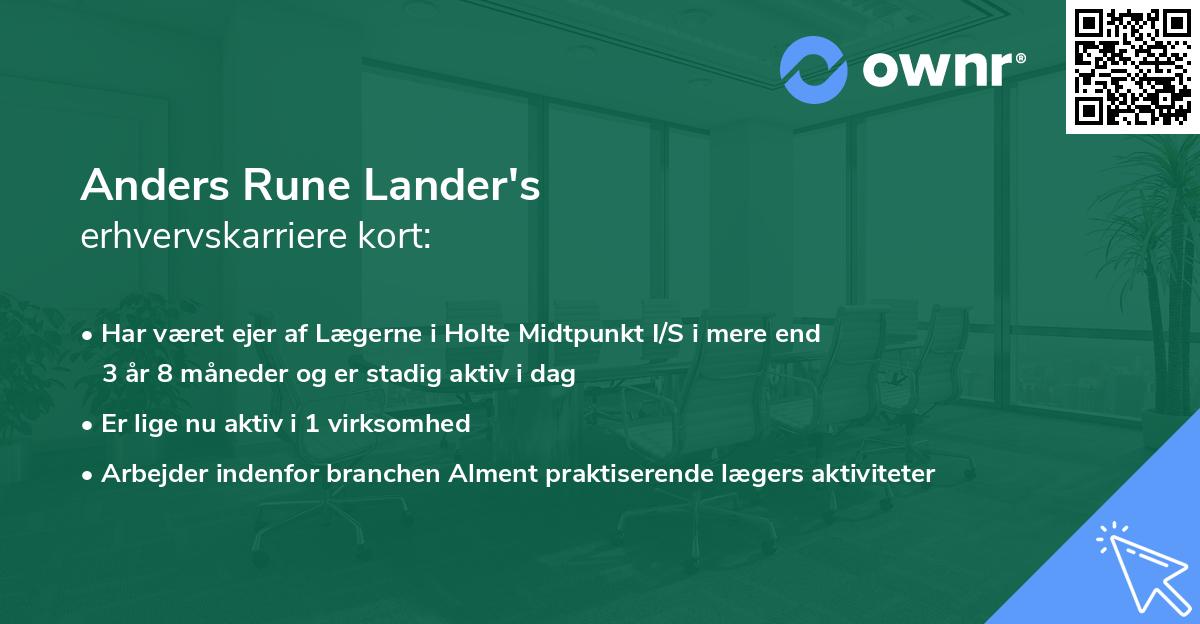 Anders Rune Lander's erhvervskarriere kort